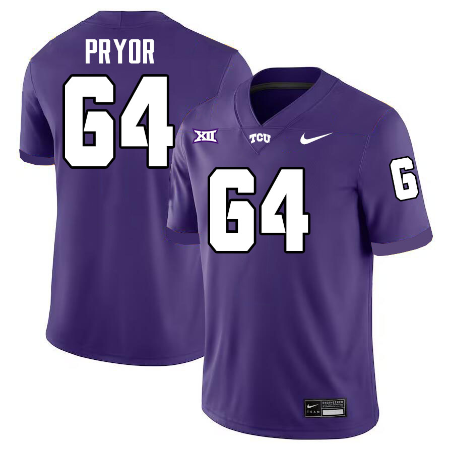 #64 Matt Pryor TCU Jersey,Texas Christian University Horned Frogs Football Jersey-Purple